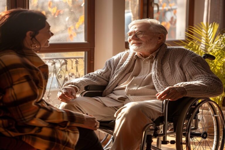 Senior im Rollstuhl mit Betreuungskraft – Erfahrungen von Familien